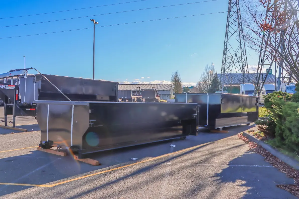 Roll-off dumpster ready for waste disposal at job site for Commercial Dumpster Rental in North Port